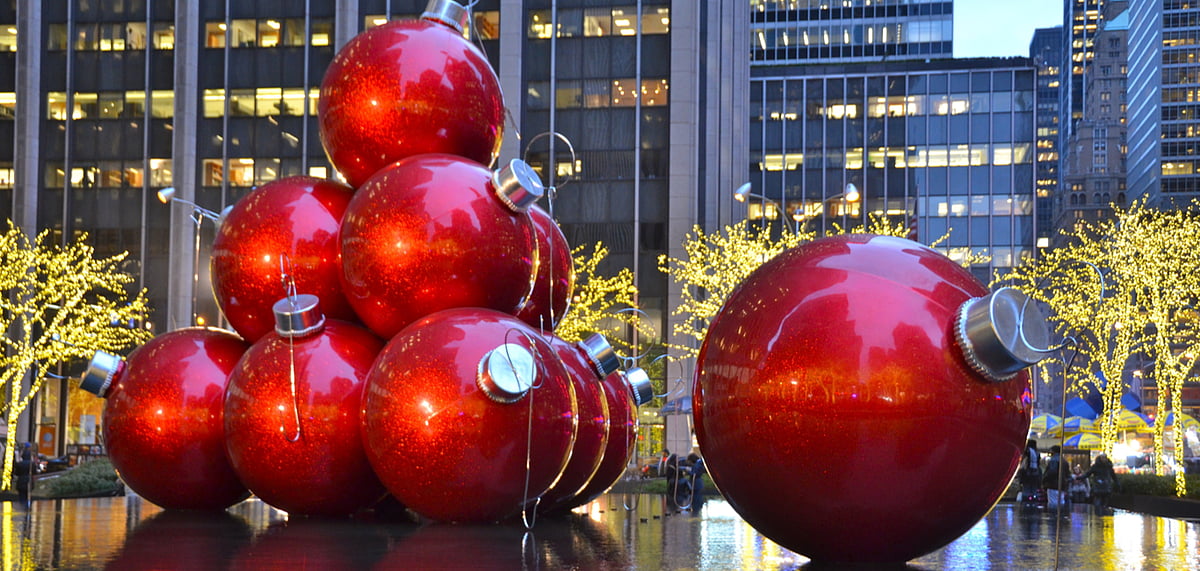 Christmas ornaments in Midtown Manhattan