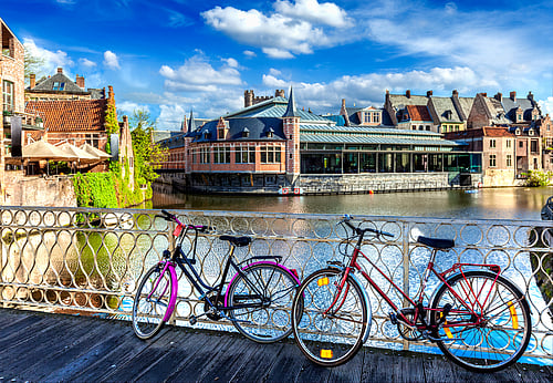The city of Ghent has several car-free zones and puts an emphasis on cycling as transportation