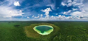 Drone view of the Hidden Beach in Mexico