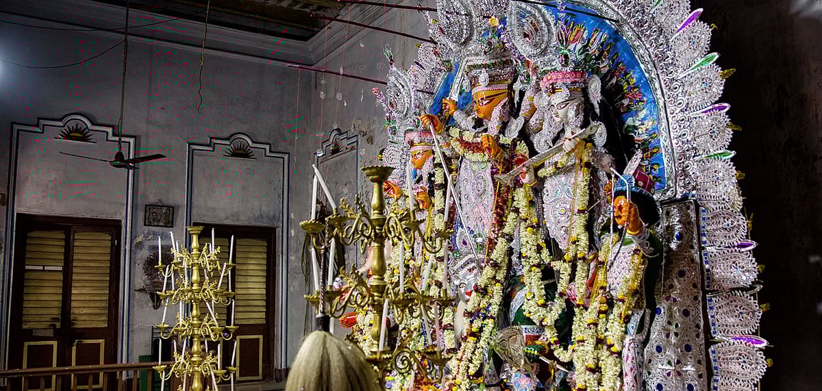 Sovabazar Rajbari is one of the most popular Bonedi Durga Pujas of Kolkata