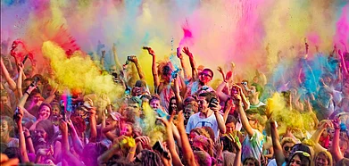 Holi is celebrated globally. Bulgarian locals celebrate the festival of colours in Ruse City, Bulgaria.