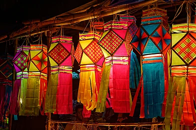 Kandils come in many patterns and are enhanced with tassels