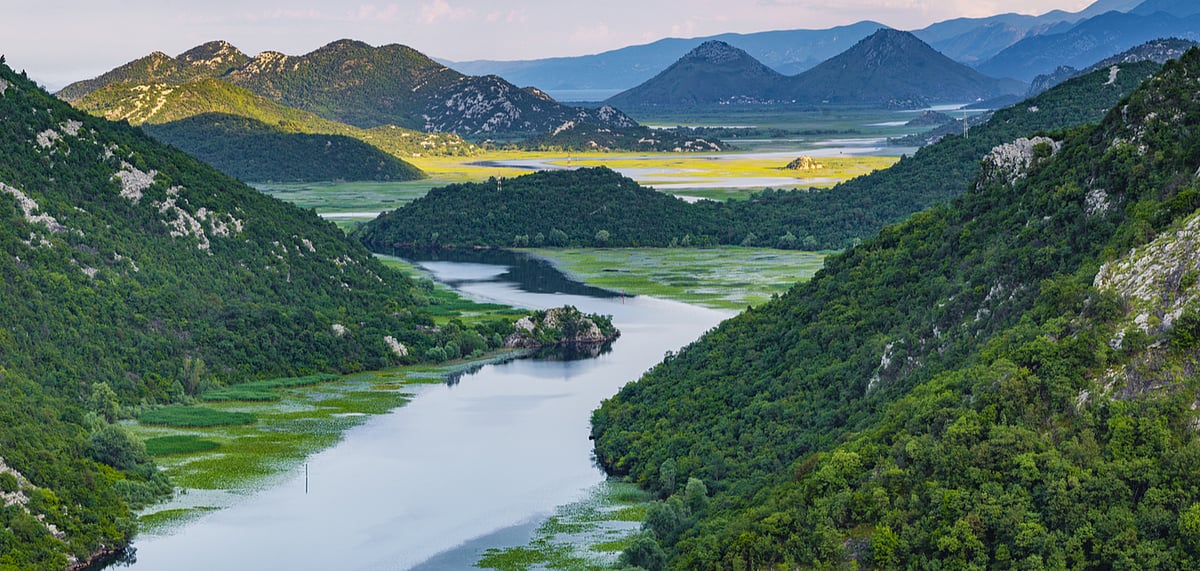 A panoramic view of the lake