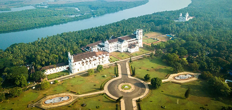 An aerial view of the Se Cathedral and Church of St Francis of Assisi - Shutterstock