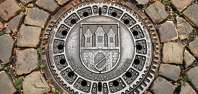 A manhole cover in Prague