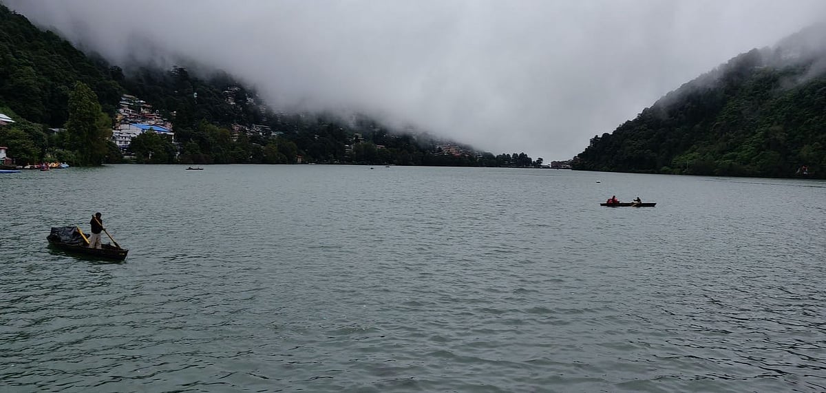 Study in grey A misty morning over Naini Lake