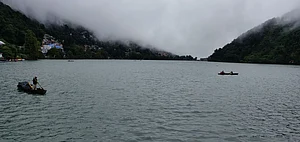 Study in grey A misty morning over Naini Lake