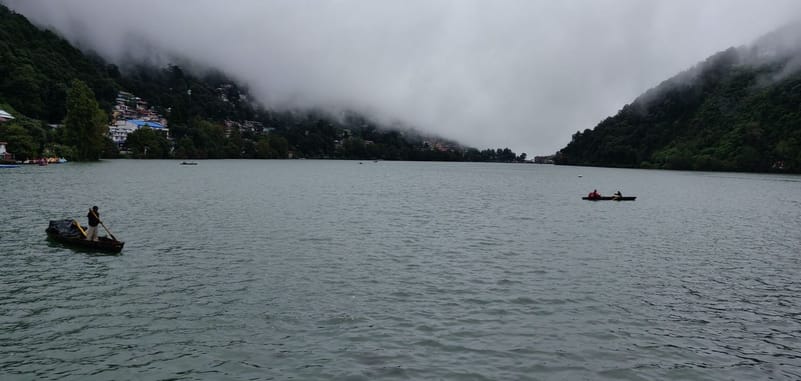 A misty morning over Naini Lake