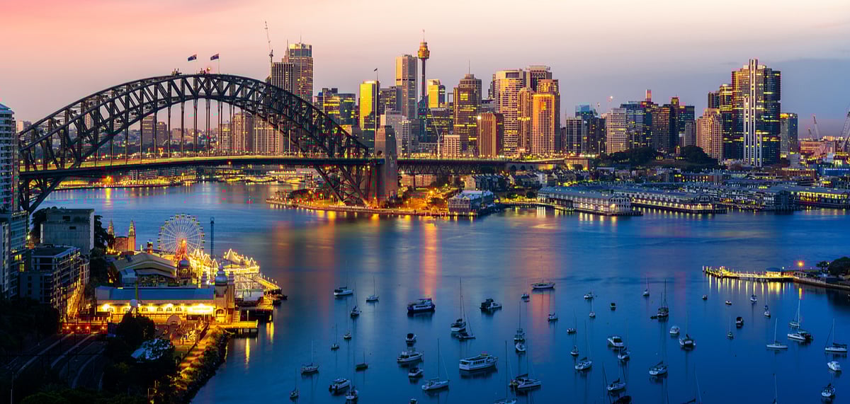 The Sydney Harbour and bridge in New South Wales