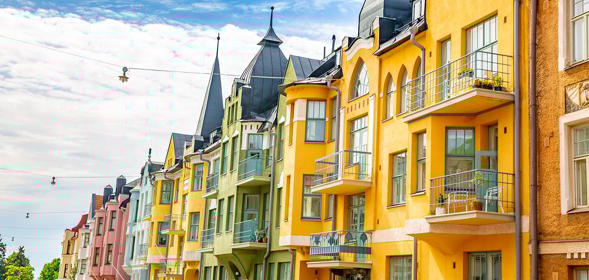 A colourful neighbourhood in Helsinki