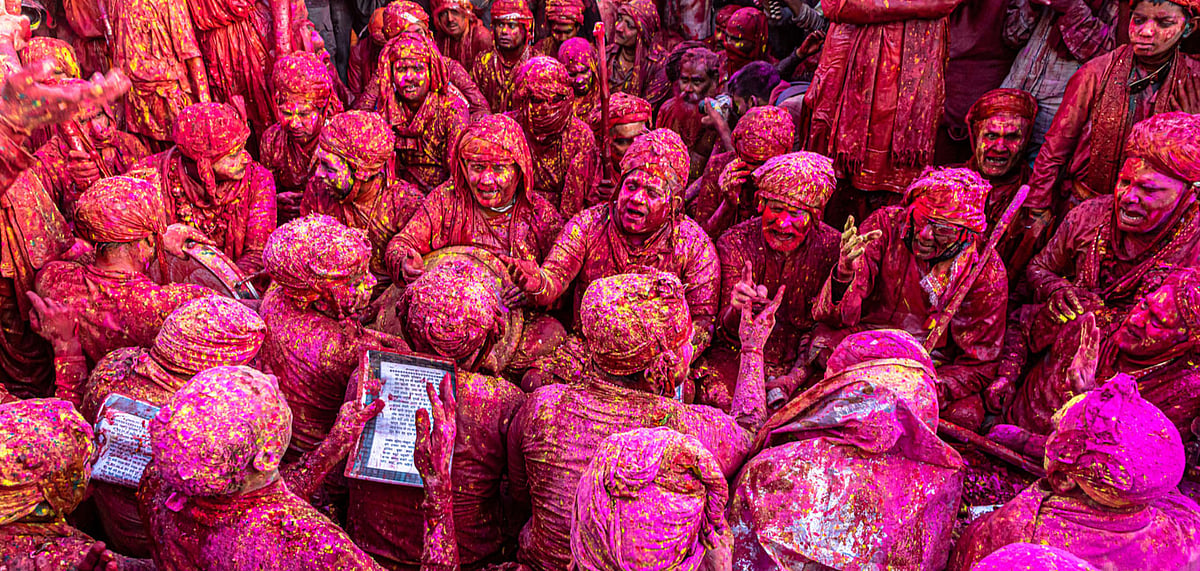 People perform annual Holi rituals in Uttar Pradeshs Barsana village 