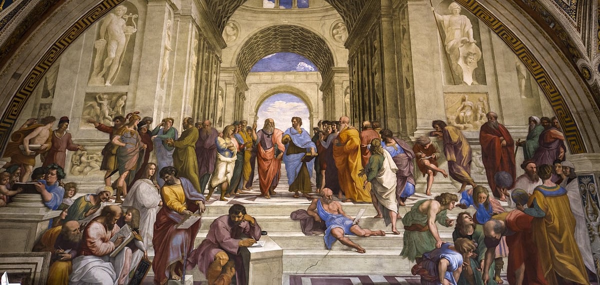 Interiors and architectural details of the Raphael room in Vatican museum