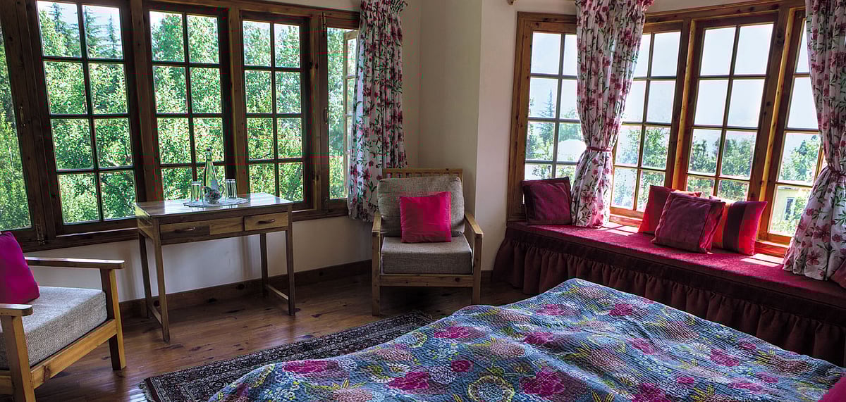 Enjoy a view of the mountains from the Lama House