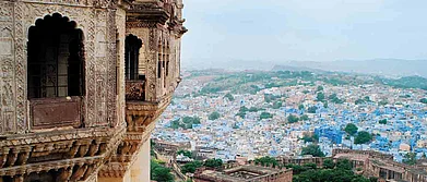 The Blue City spreads out from the base of the imposing Mehrangarh Fort