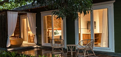 Larisa Resort Ashwem is a sprawling haven with winding pathways flanked by swaying palm trees. Photo Credits Larisa Resort Ashwem