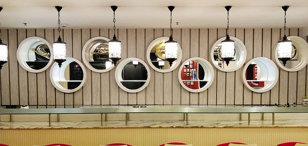 The counter seating at Skywok restaurant