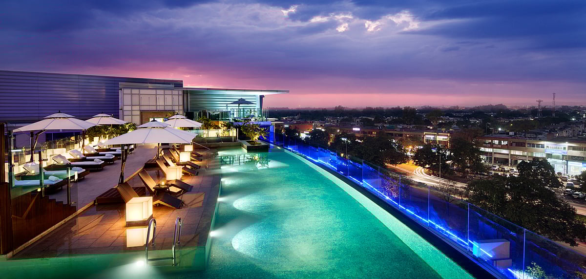 Pool with a view at JW Marriott Chandigarh