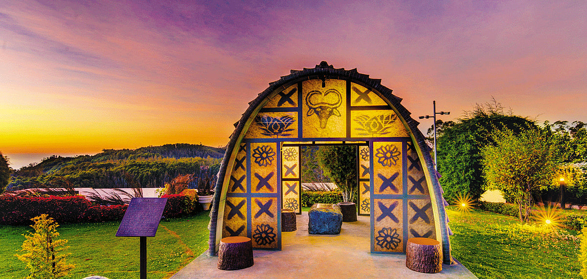 A life-sized recreation of a Toda Hut