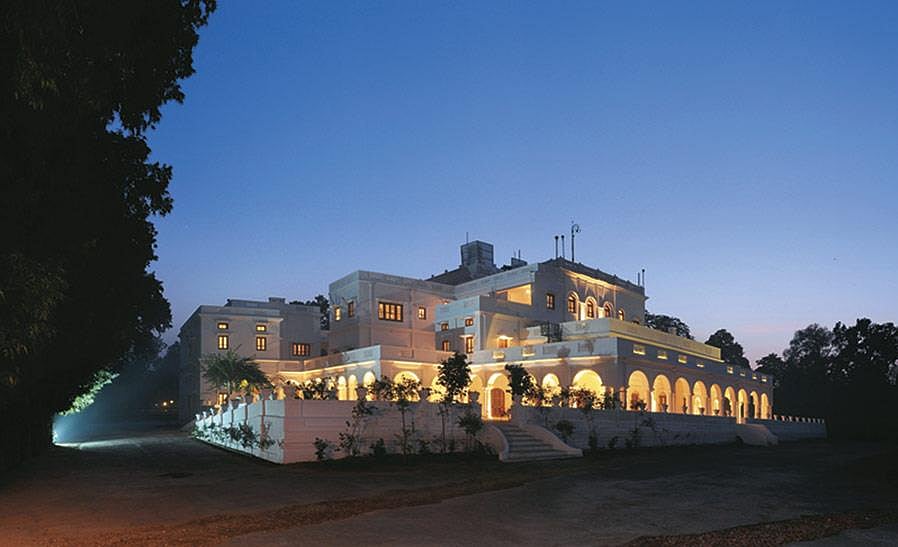 The elegant Baradari Palace, lit up at night