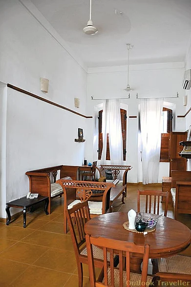 The living room and dining area at Villa Christophe