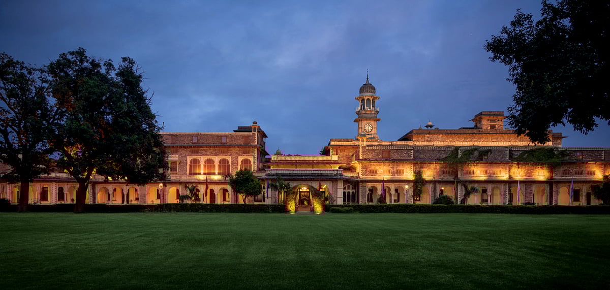 The beautifully lit Umed Bhawan Palace
