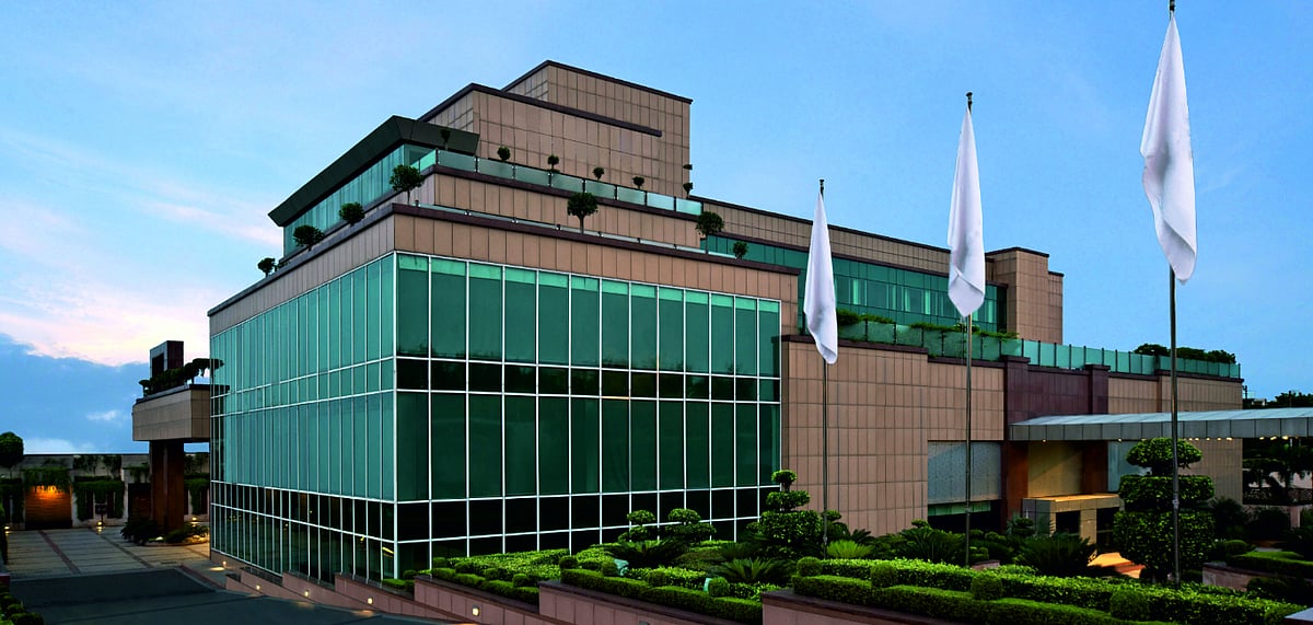 The facade of the luxury Agra hotel