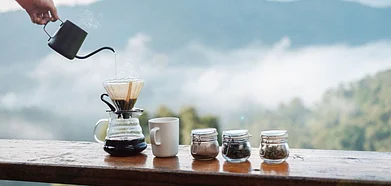 Shutterstock : Enjoy the stunning mountain views with a cup of your favourite brew