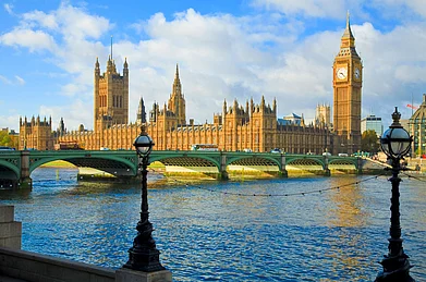 Westminster Bridge across the Thames and Big Ben