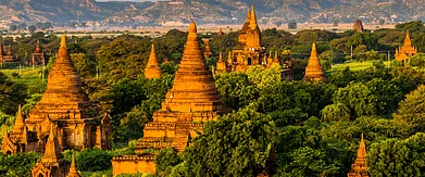 Ancient temple in Bagan, Myanmar, after sunset