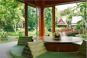 An image of the sitting area at the Chiva-Som resort near Bangkok, Thailand