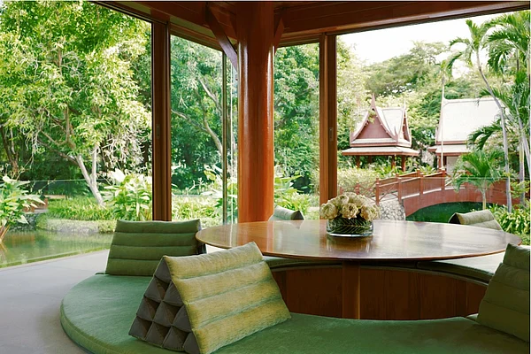 An image of the sitting area at the Chiva-Som resort near Bangkok, Thailand