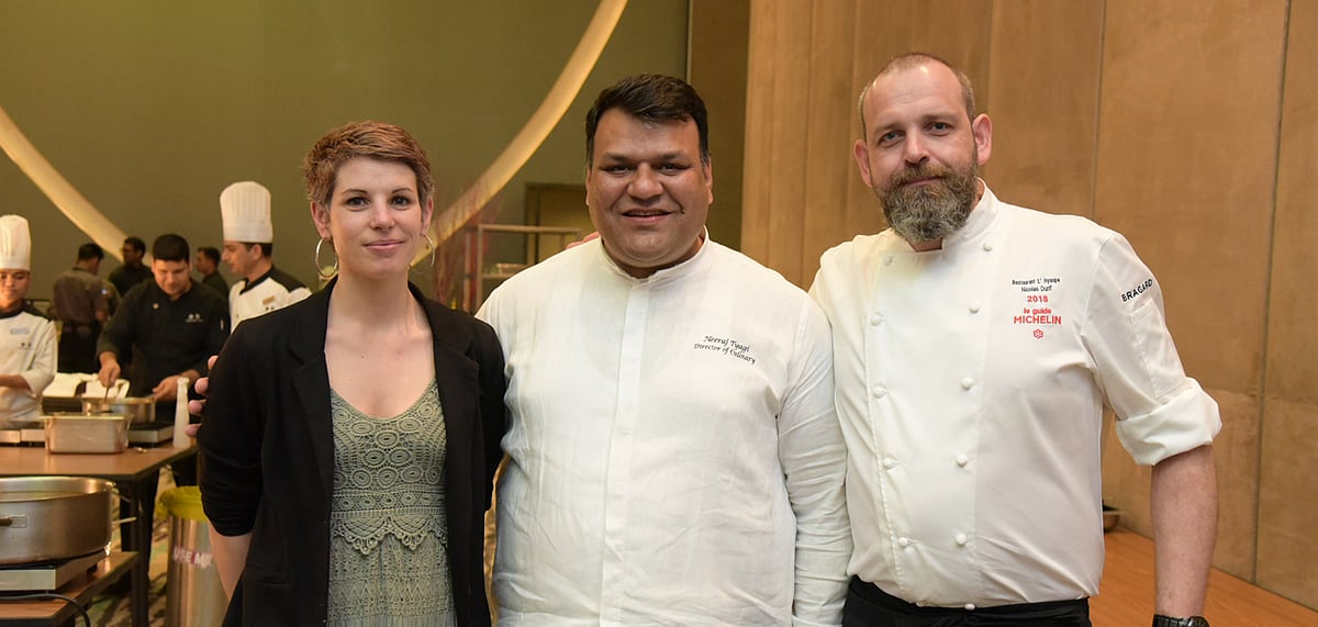 From right to left Chef Nicholas Durif, Chef Neeraj Tyagi with Durifs wife