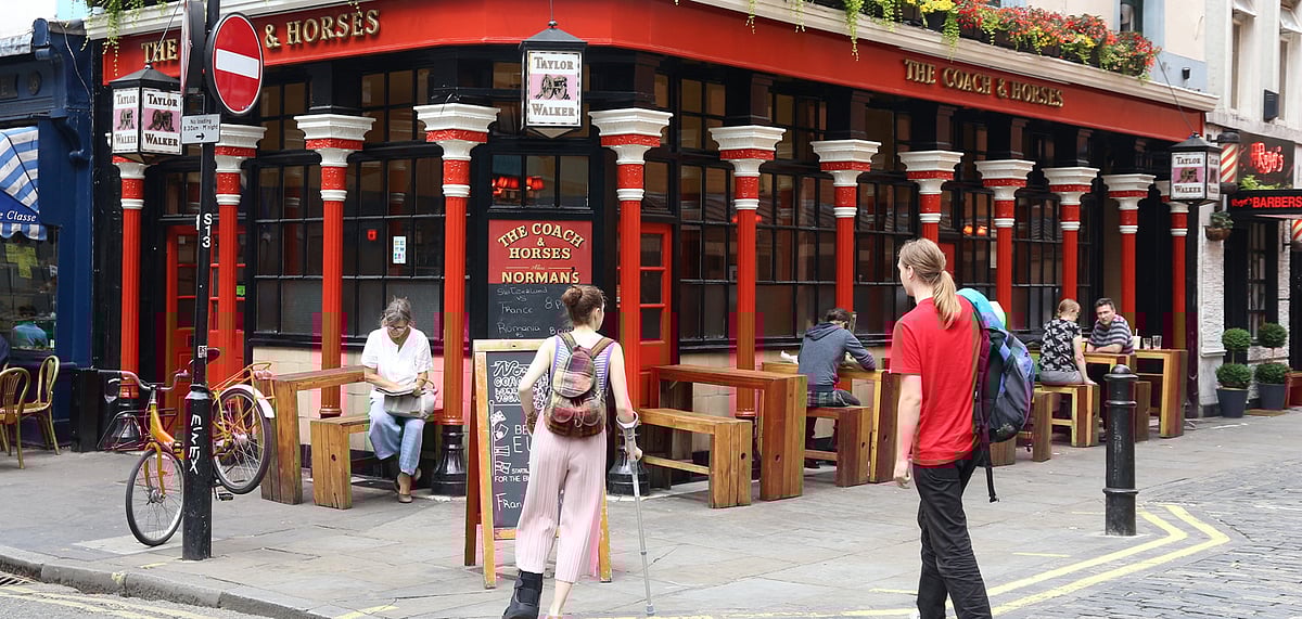 The Coach and Horses pub in Soho, London