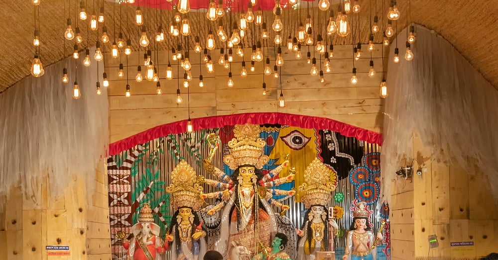 A pandal during Durga Puja in Kolkata