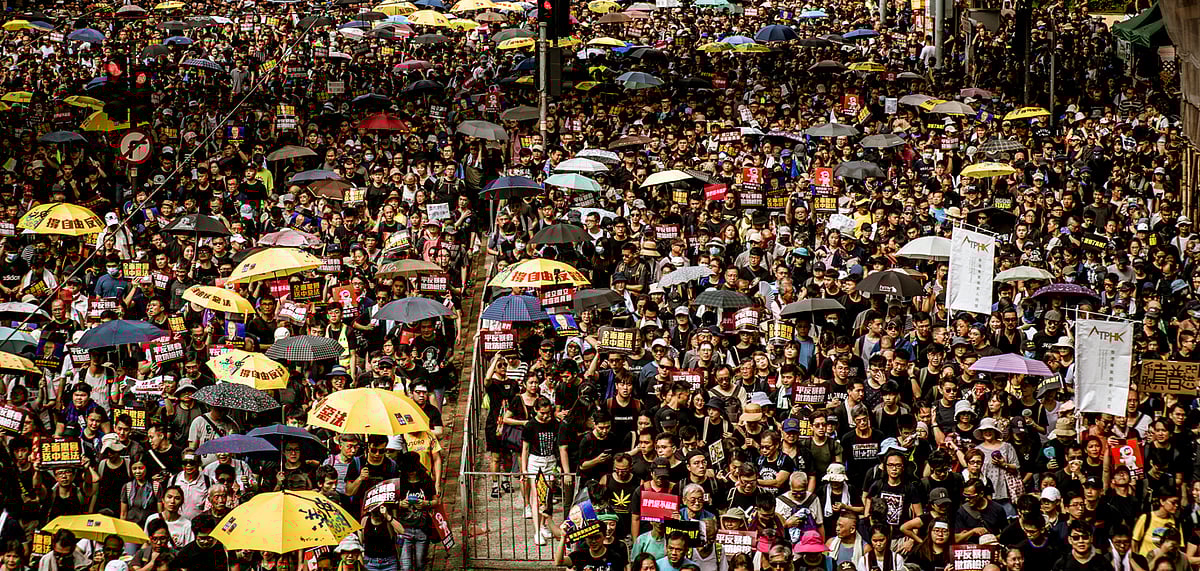 Protests on the streets of Hong Kong against the extradition bill