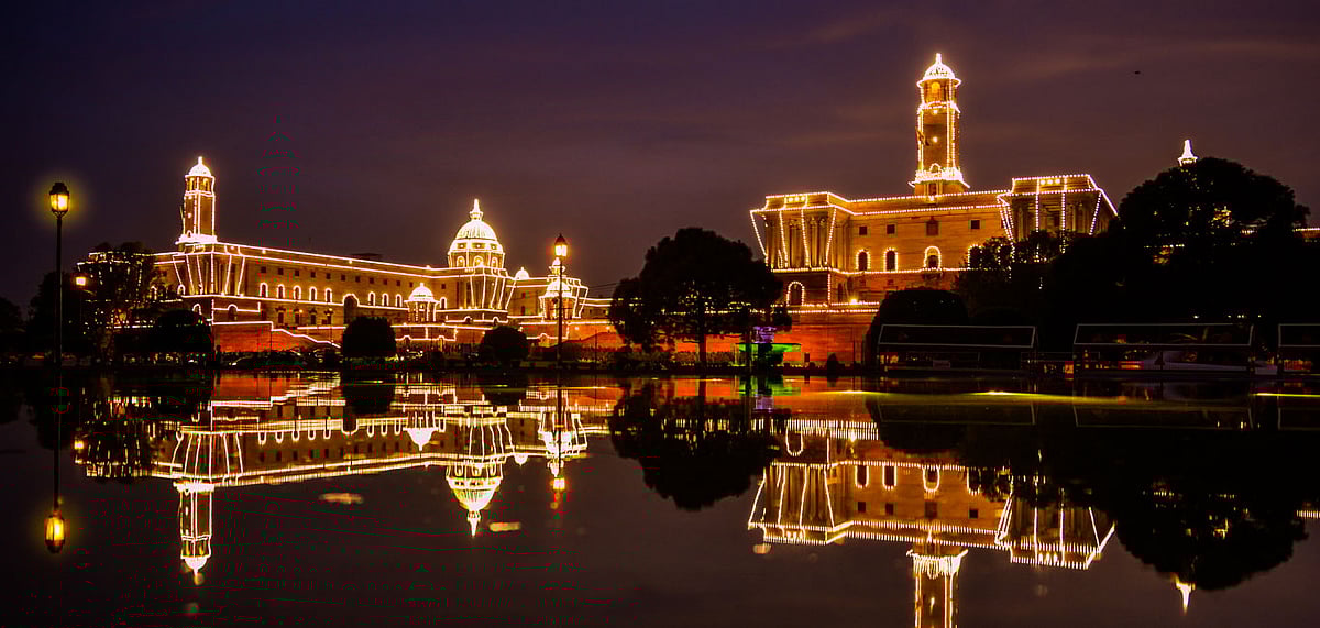  The Rashtrapati Bhavan lit up at night
