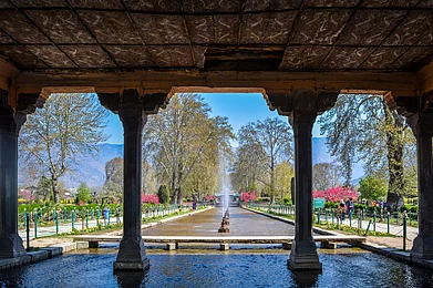 The symmetrical design of Shalimar Bagh