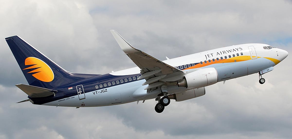 A Jet Airways aircraft in flight