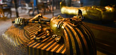 King Tuts sarcophagus at the Egyptian Museum in Cairo