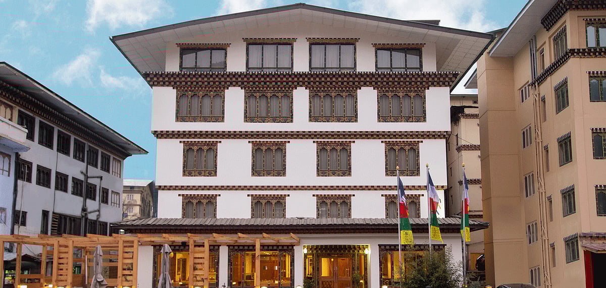 The facade of the property