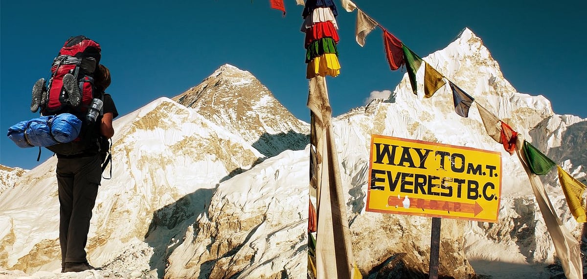 A trekker on their way to Everest Base Camp, Nepal