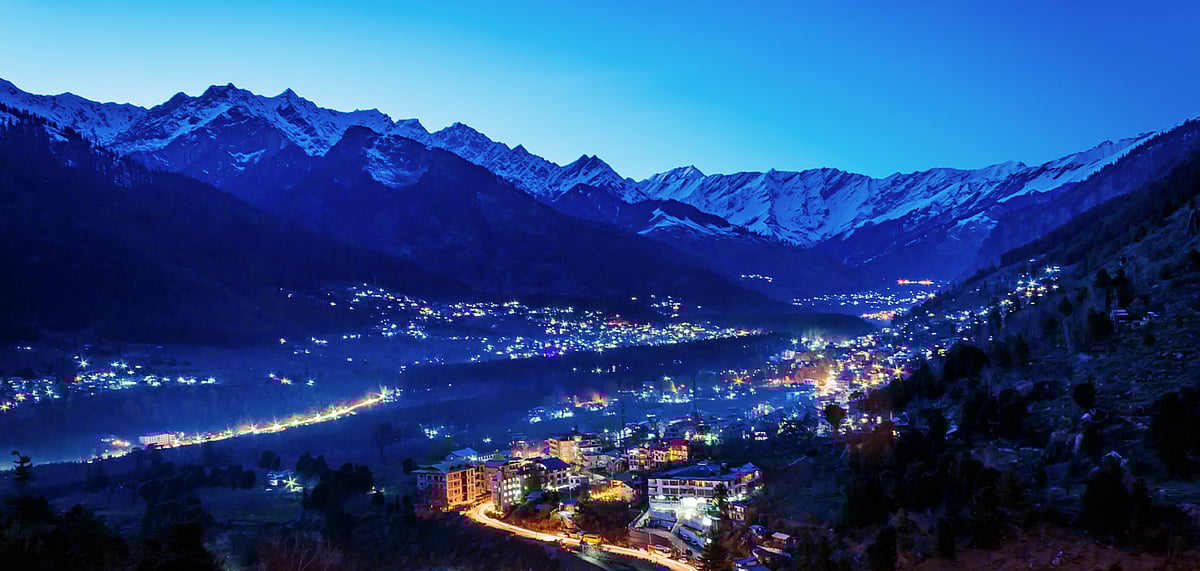 Manali city after sunset