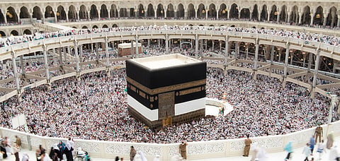 Muslim pilgrims from all over the world gather at the Grand Mosque in Mecca