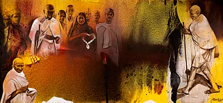 Deposit Photos : An acrylic painting of the Dandi March by Paresh Maity