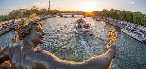 The view from the stunning Alexandre III bridge on the Seine river