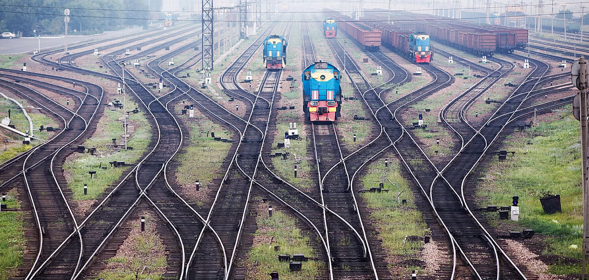 Train tracks make a beautiful zig-zag pattern