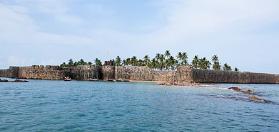 Sindhudurg Fort is surrounded on all four sides by the Arabian Sea