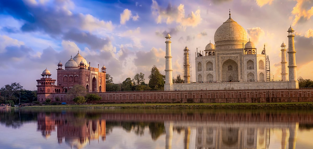 Taj Mahal and sunset look good together