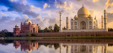 Taj Mahal and sunset look good together