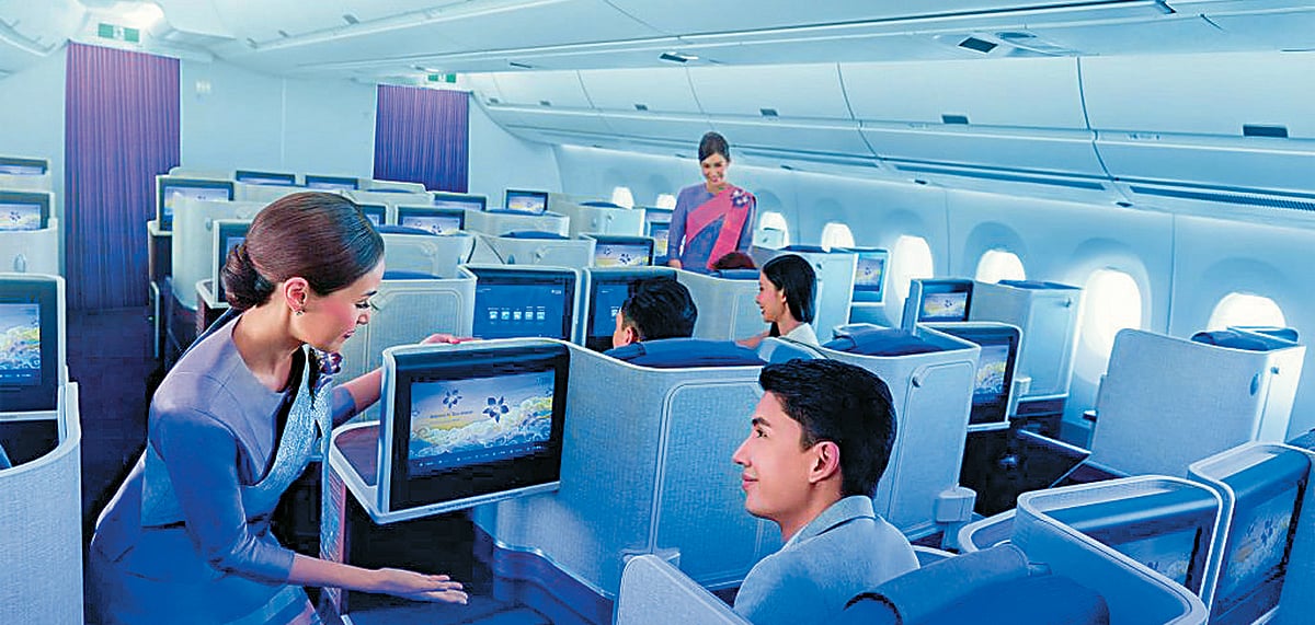 The interiors of the Thai Airways Boeing 787-9